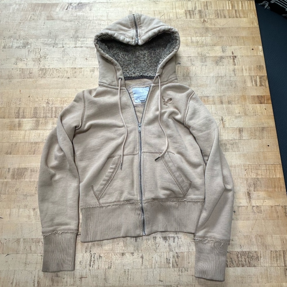 Vintage American Eagle Faux Fur Zippered Hood